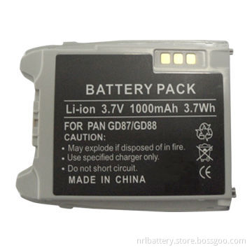 3.7V,1000mAh mobile phone battery, Suitable for Panasonic GD87, GD88
